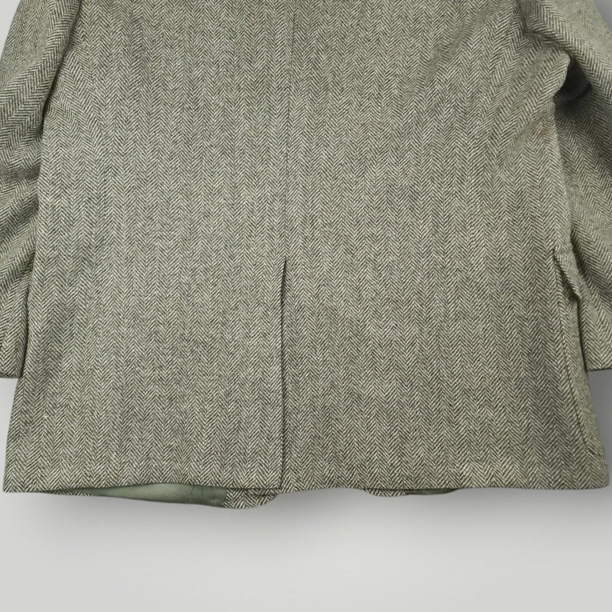Vintage 80s Classic Fit Patch Pocket Herringbone Tweed Jacket 46R