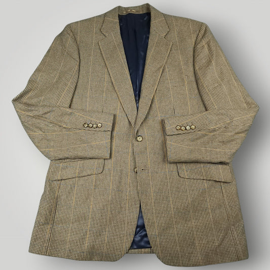 Moon Tweed Wool Cashmere Cotton Gun Club Check Hacking Jacket 44R