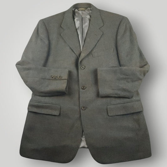 Relaxed Fit Marled Lambswool Basketweave Plaid Sport Coat 42R