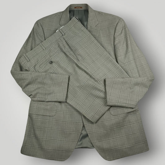 Modern Fit Wool Windowpane Plaid Suit 44R/37S