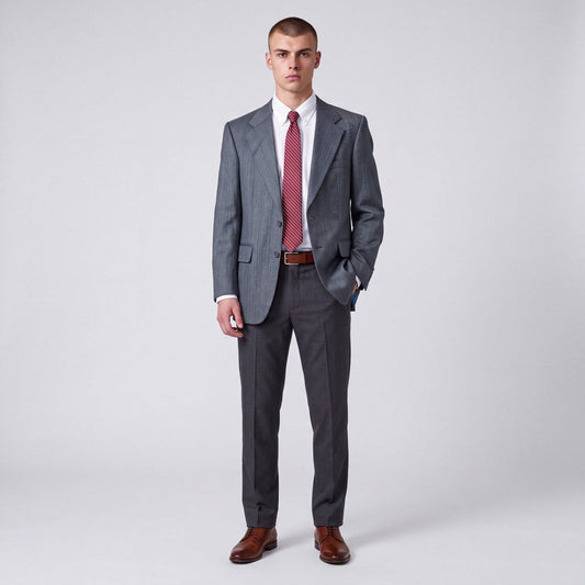 Vintage 90s Slim Fit Holland & Sperry Wool Herringbone Overcheck Metallic Wide Lapel Sport Coat 38S