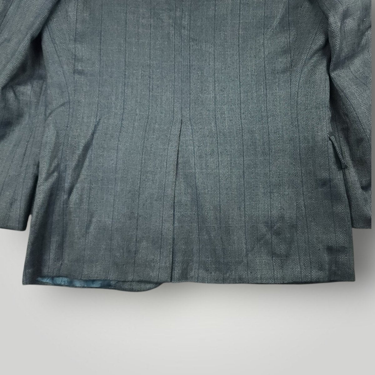 Vintage 90s Slim Fit Holland & Sperry Wool Herringbone Overcheck Metallic Wide Lapel Sport Coat 38S