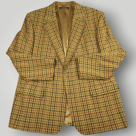 Vintage 80s Tweed Gun Club Check Houndstooth Sport Coat 46R