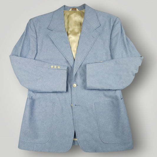 Vintage Orvis light blue unstructured blazer with classic casual sport coat styling