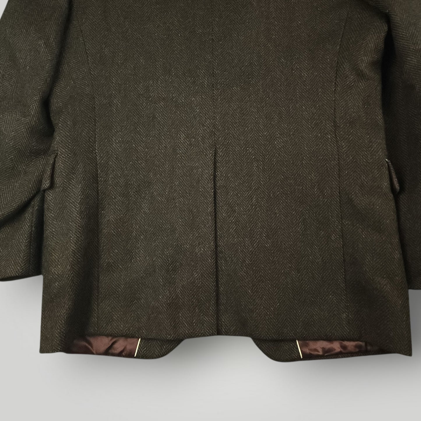 Vtg 80s Classic Fit Herringbone Tweed Jacket 44L
