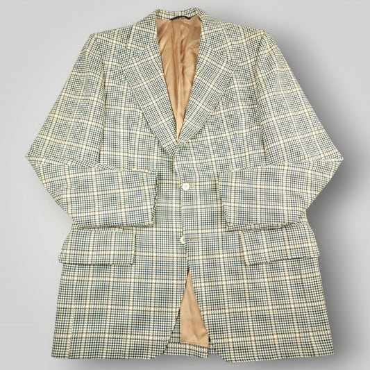 Vintage 60s Prince of Wales Check Mad Men Sport Coat 44L
