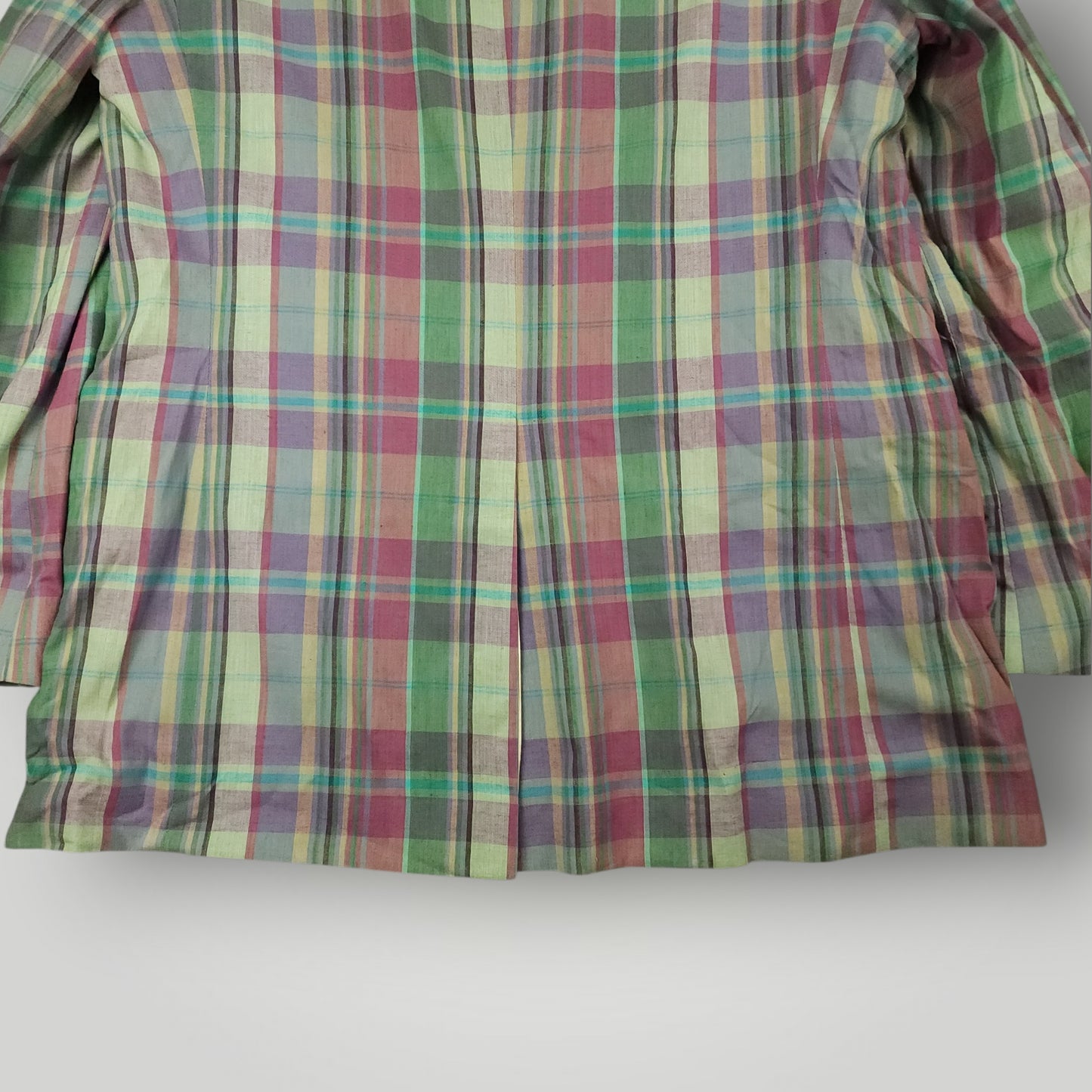 Vintage 70s Slub Cotton Madras Plaid Sport Coat 42R
