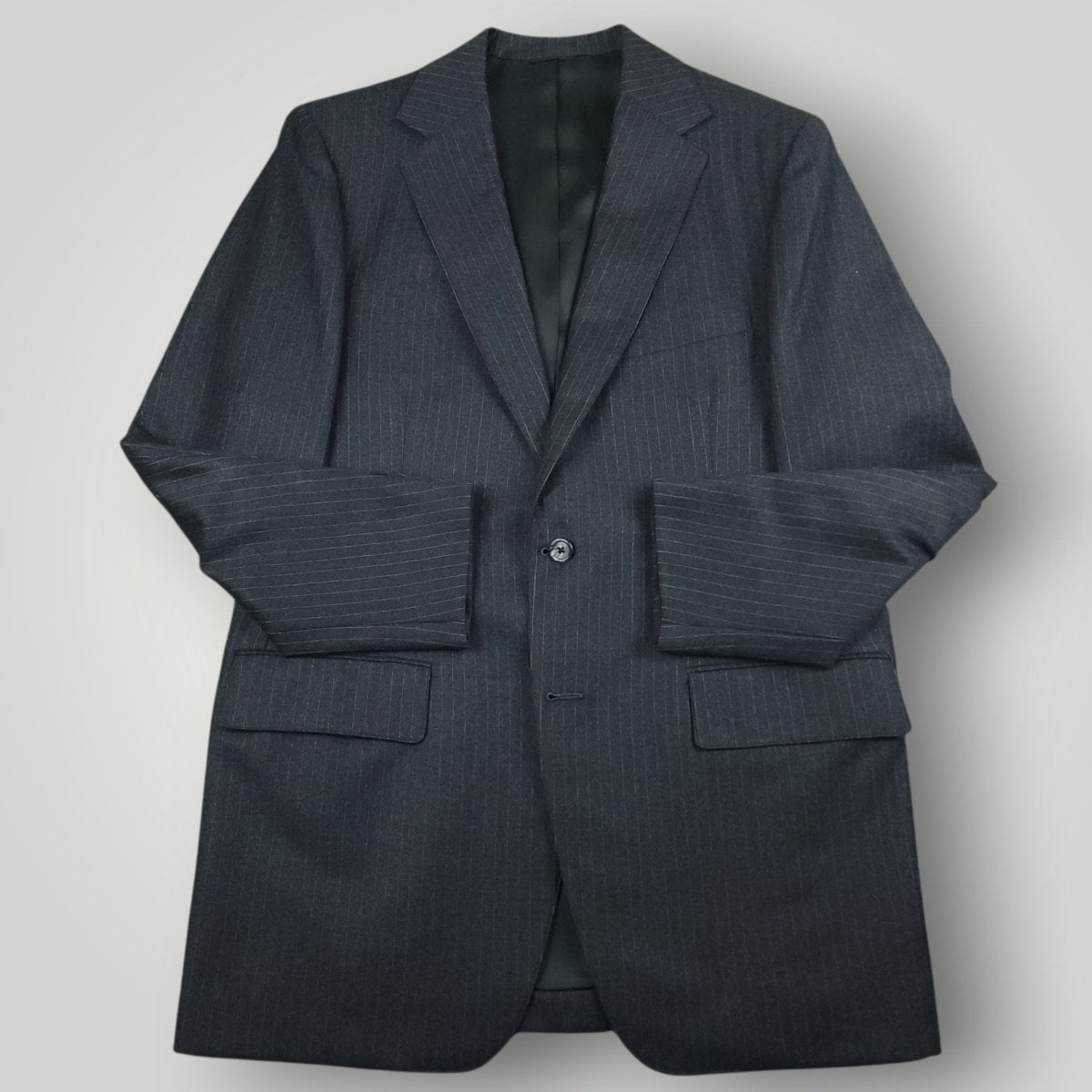 Vintage 80s 2 Piece Flannel Wool Pinstripe Suit 40R/34R