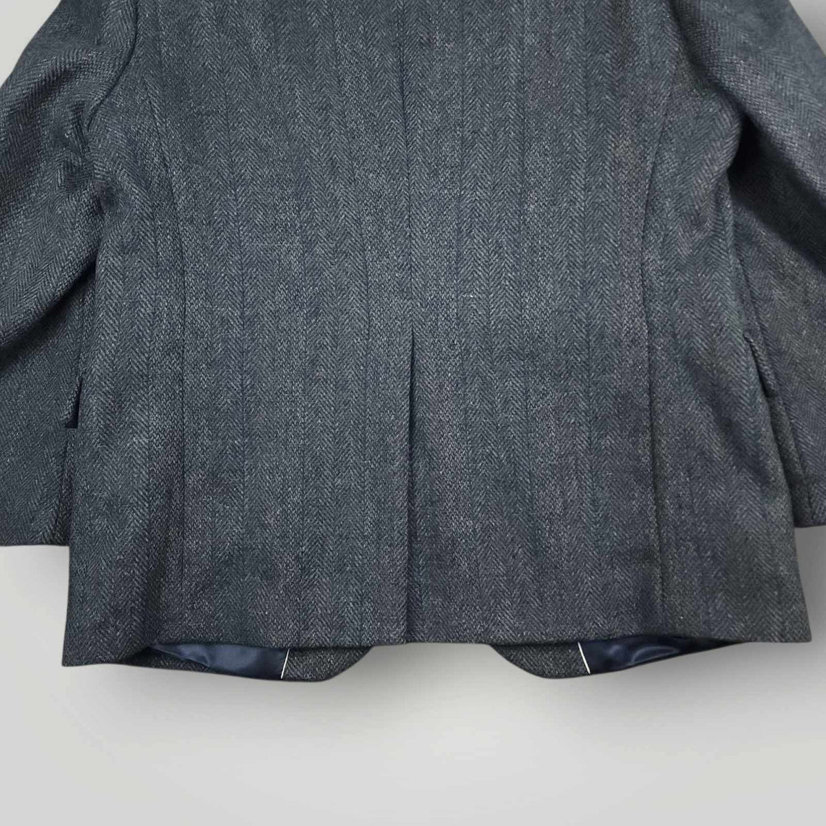 Vintage 90s Slim Fit Herringbone Marl Tweed Wool Jacket Sport Coat 44S