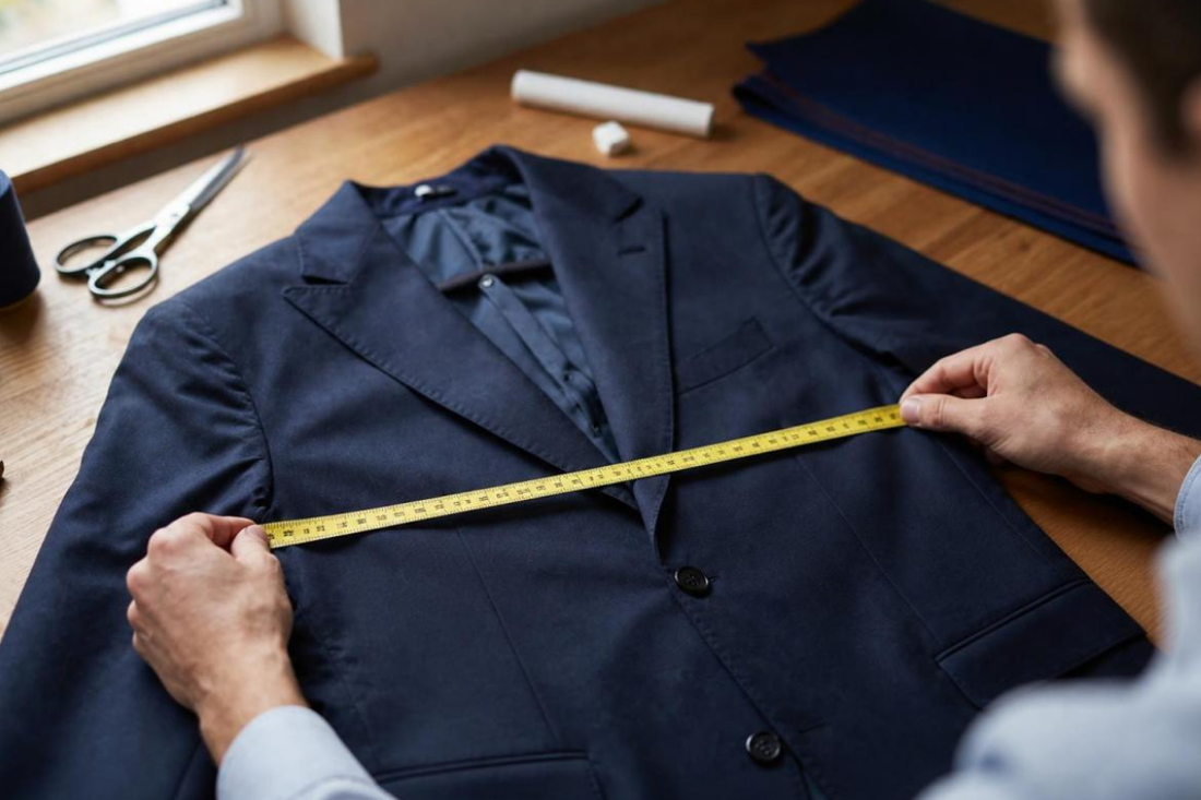 How to measure a sport coat, blazer, or suit jacket using a tailor's measuring tape for accurate sizing and fit.