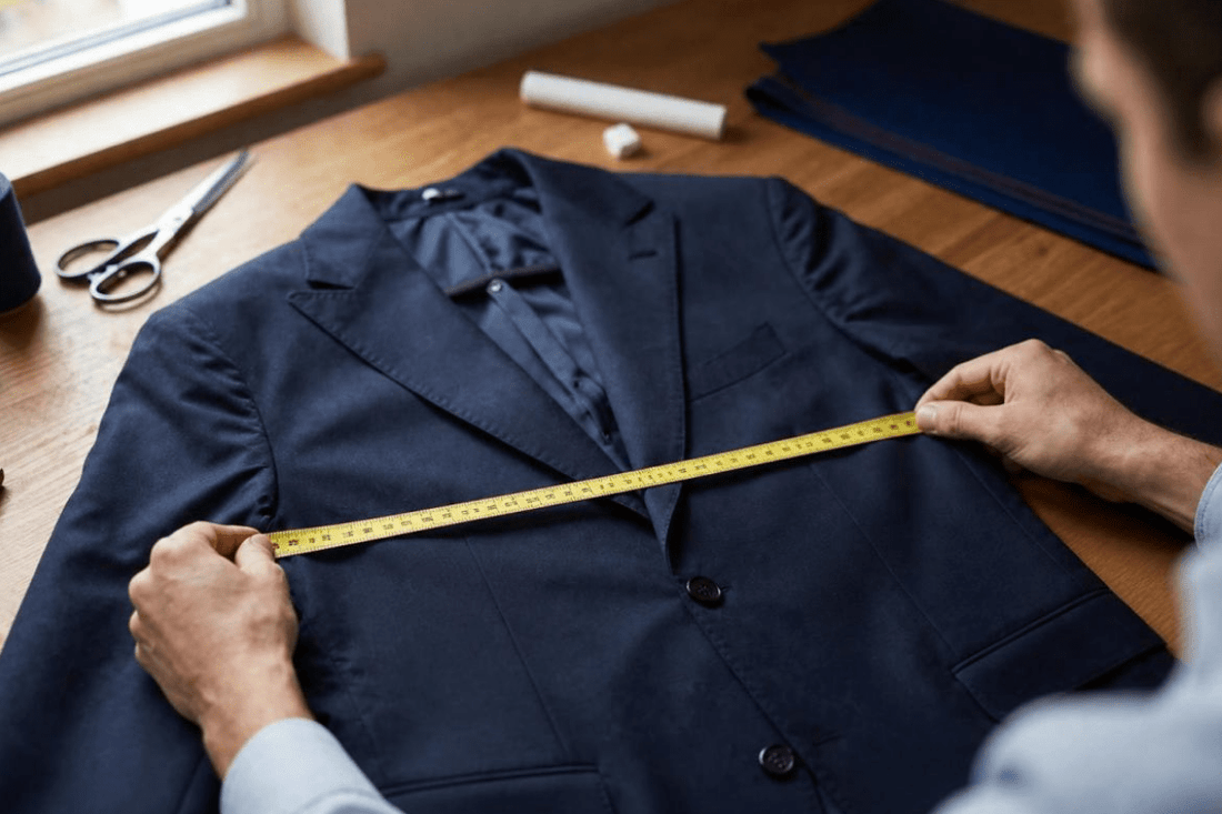 How to measure a sport coat, blazer, or suit jacket using a tailor's measuring tape for accurate sizing and fit.