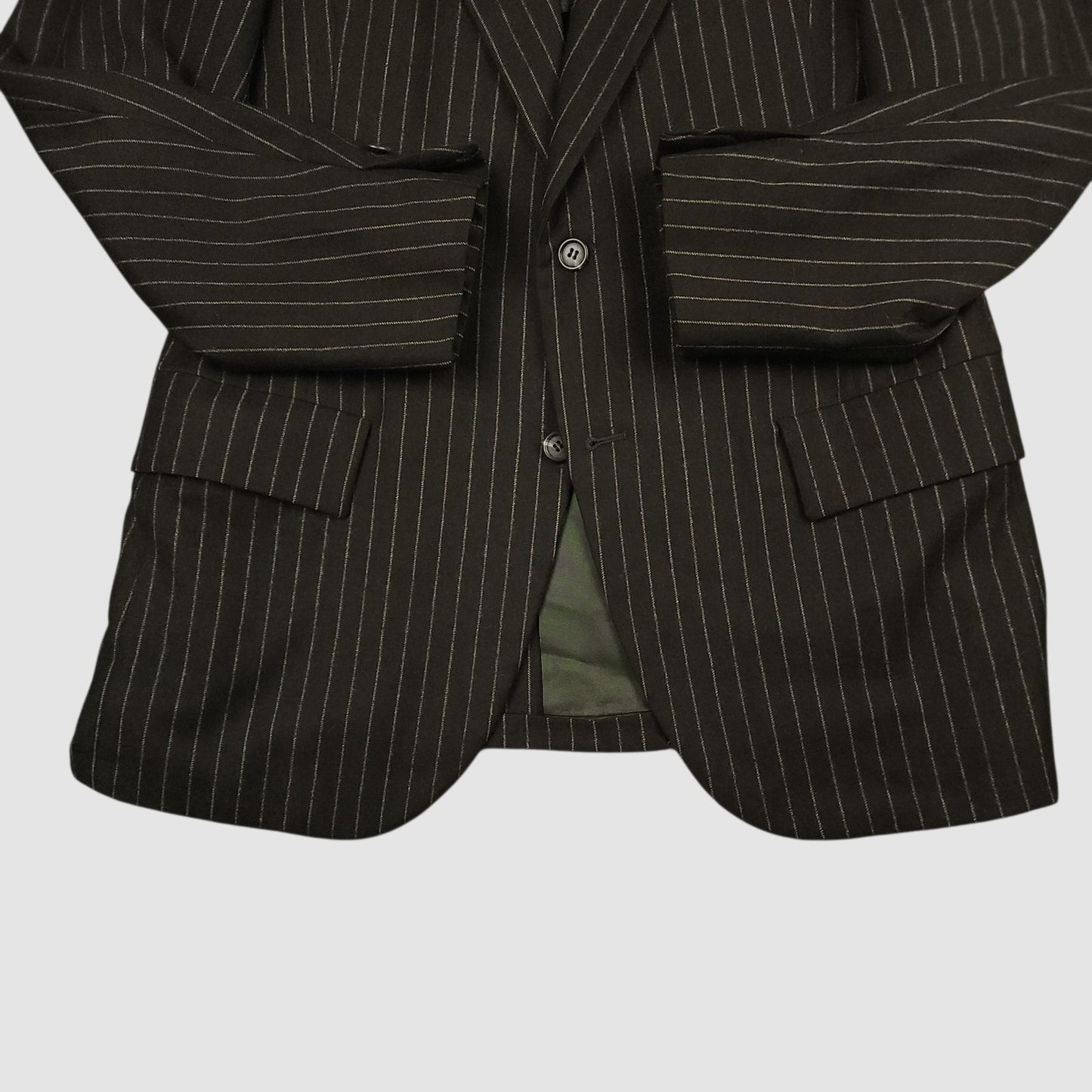 Vintage 50s Flannel Tropical Wool Rope Stripe Sport Coat 36R