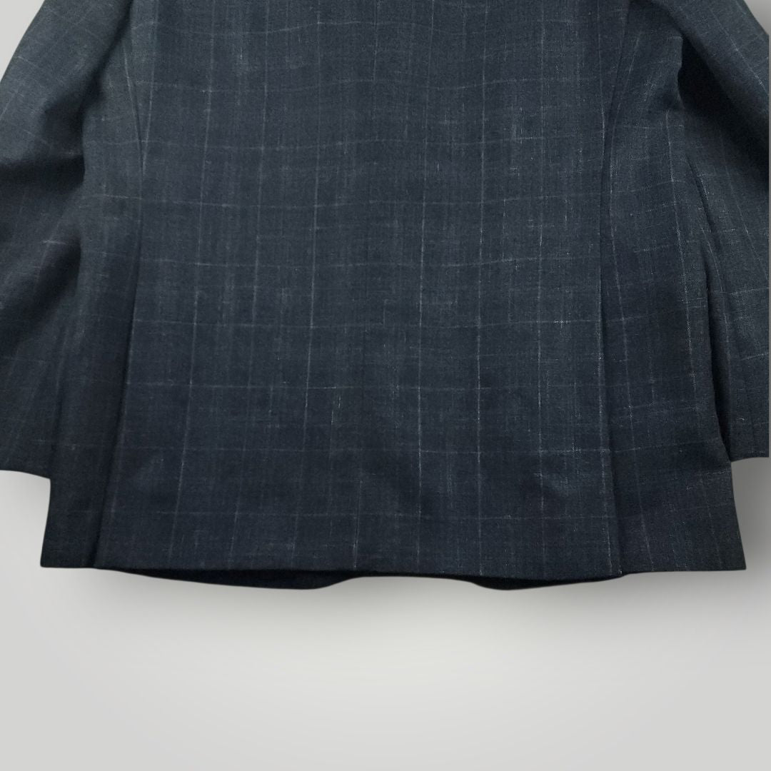 Tailored Fit Wool Silk Linen Glen Plaid Sport Coat 44R