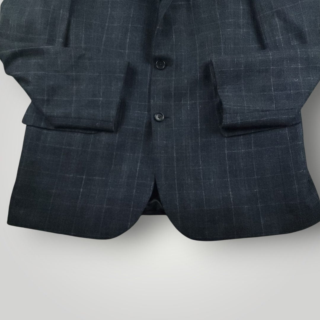Tailored Fit Wool Silk Linen Glen Plaid Sport Coat 44R