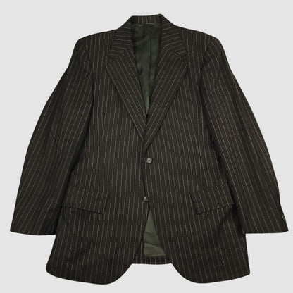 Vintage 50s Flannel Tropical Wool Rope Stripe Sport Coat 36R