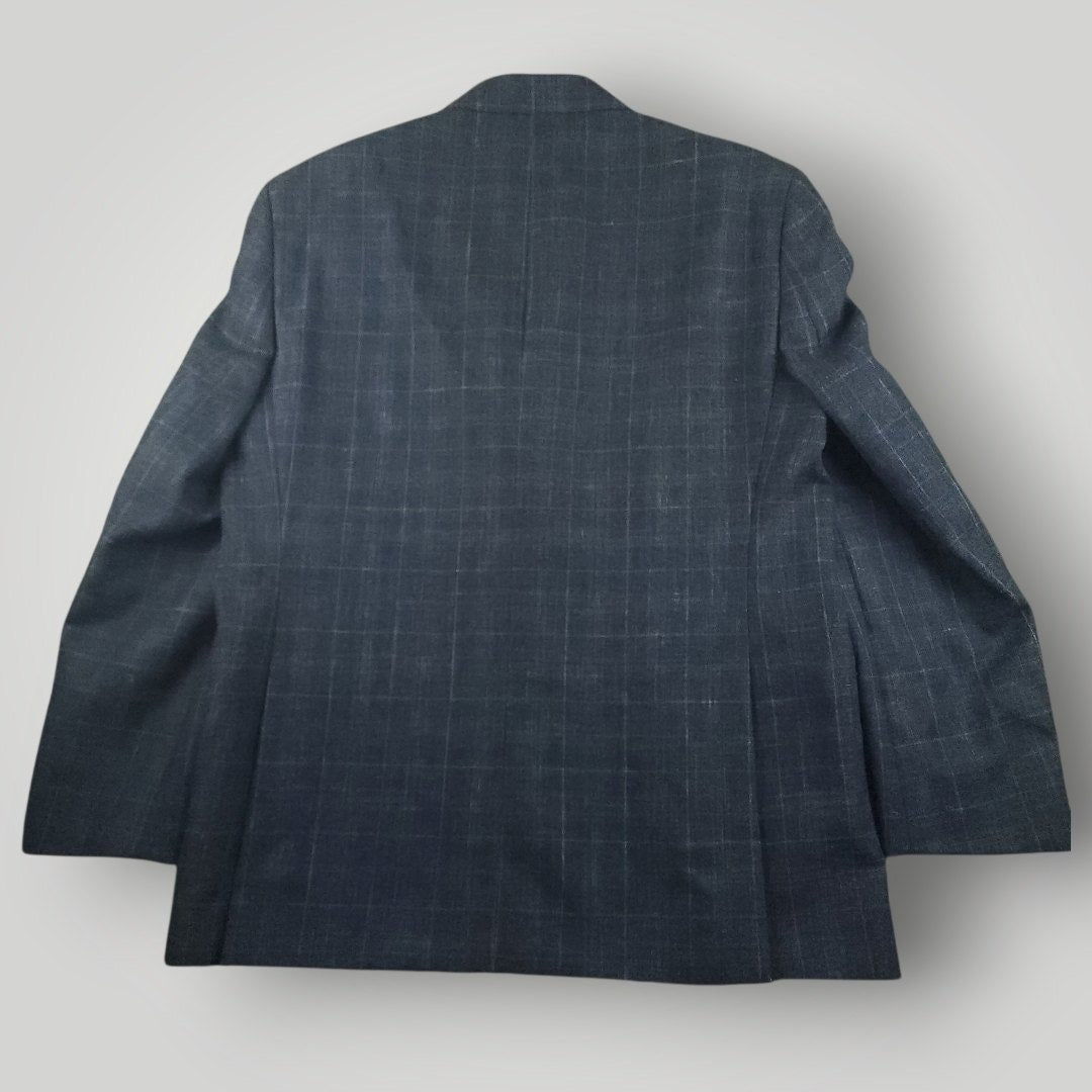 Tailored Fit Wool Silk Linen Glen Plaid Sport Coat 44R