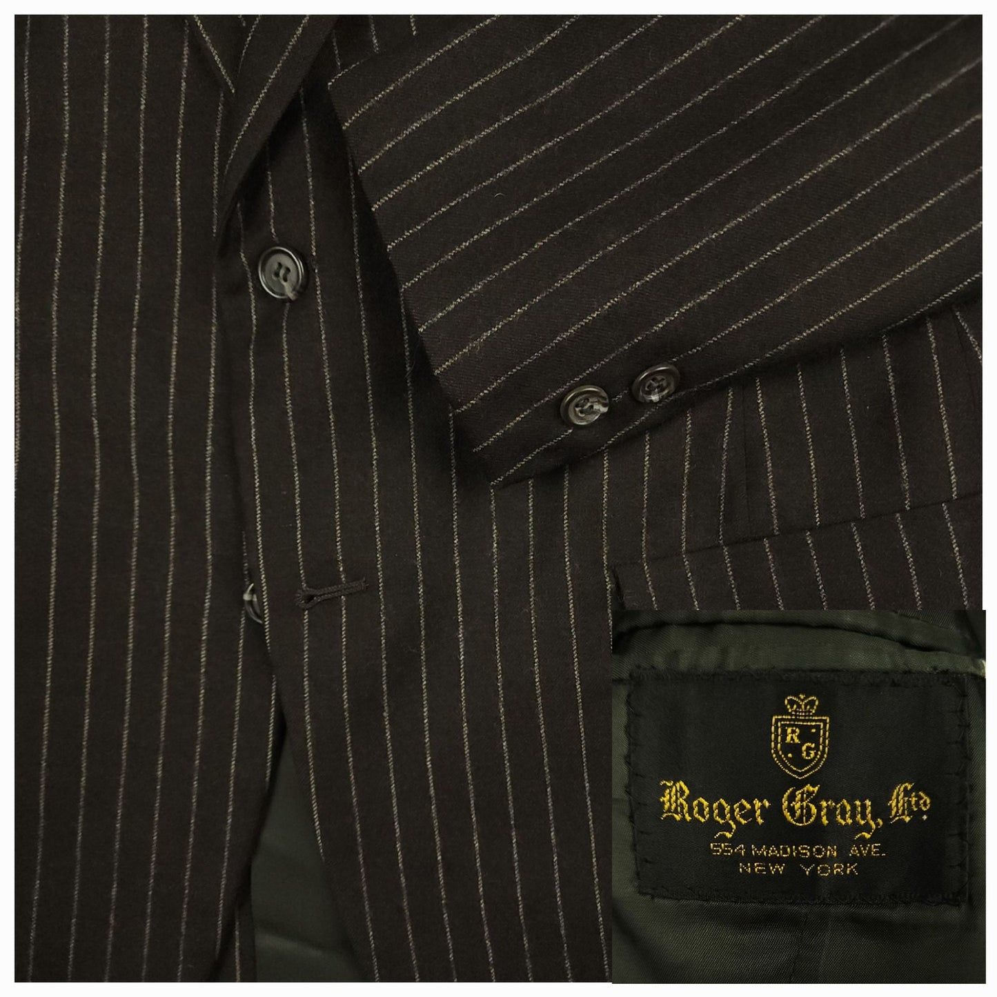 Vintage 50s Flannel Tropical Wool Rope Stripe Sport Coat 36R