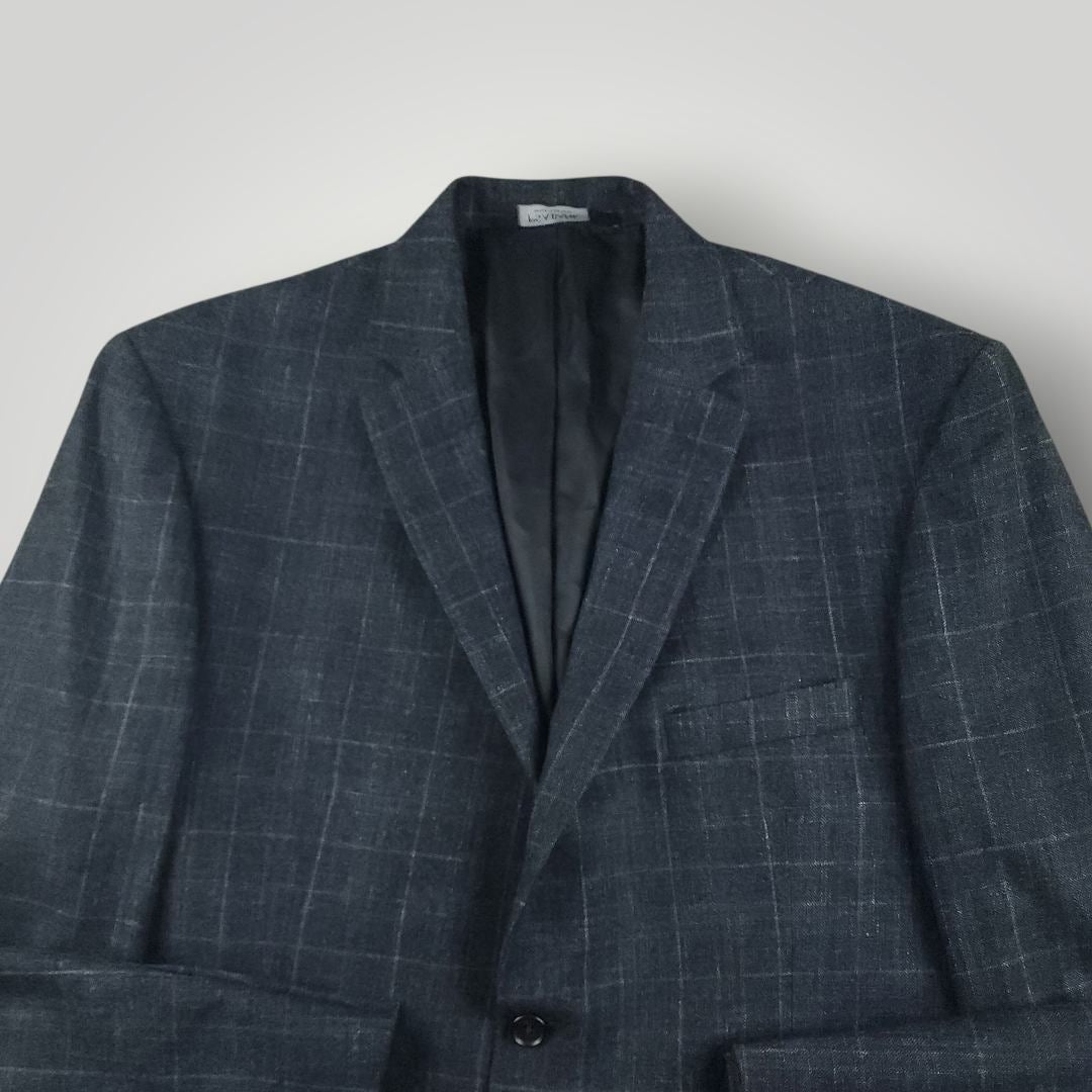 Tailored Fit Wool Silk Linen Glen Plaid Sport Coat 44R