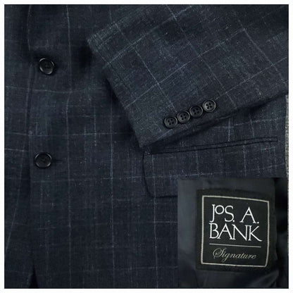 Tailored Fit Wool Silk Linen Glen Plaid Sport Coat 44R