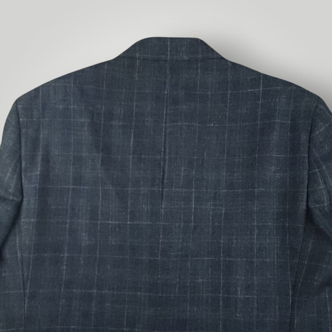 Tailored Fit Wool Silk Linen Glen Plaid Sport Coat 44R