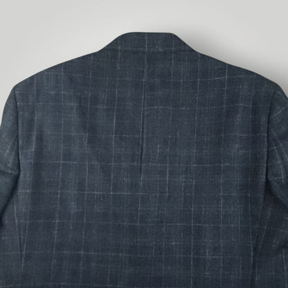 Tailored Fit Wool Silk Linen Glen Plaid Sport Coat 44R