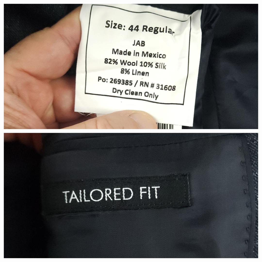 Tailored Fit Wool Silk Linen Glen Plaid Sport Coat 44R