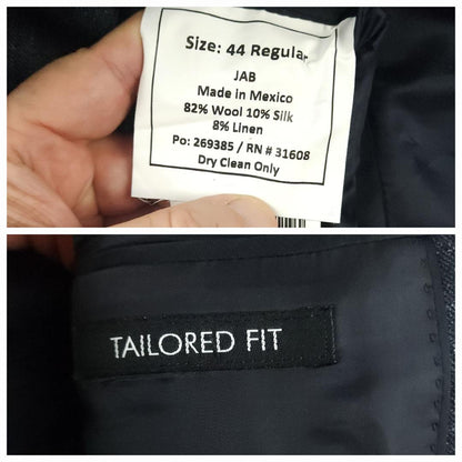 Tailored Fit Wool Silk Linen Glen Plaid Sport Coat 44R