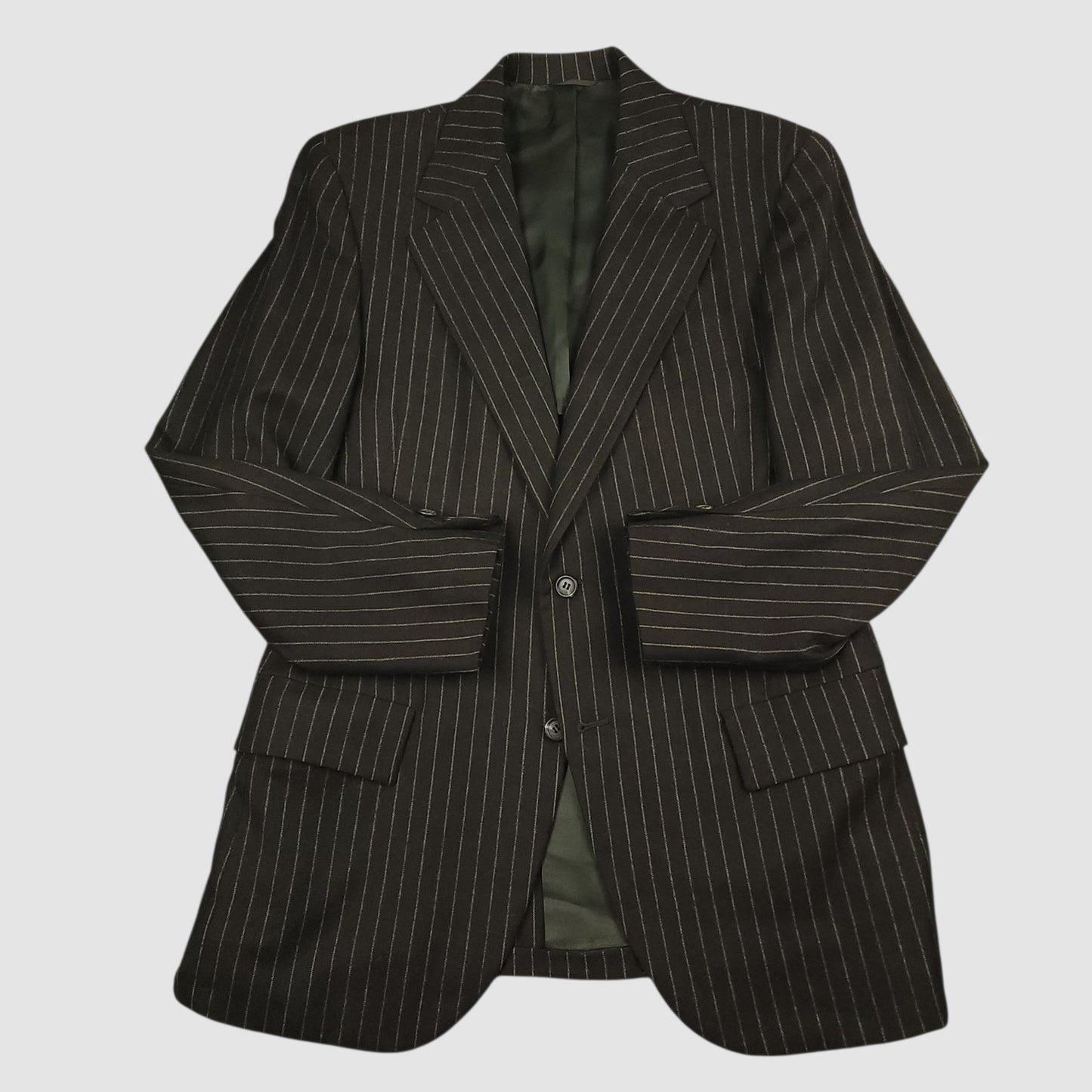Vintage 50s Flannel Tropical Wool Rope Stripe Sport Coat 36R