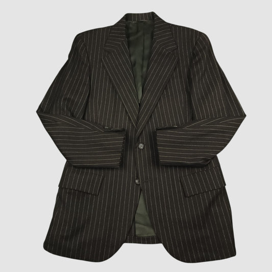 Vintage 50s Flannel Tropical Wool Rope Stripe Sport Coat 36R