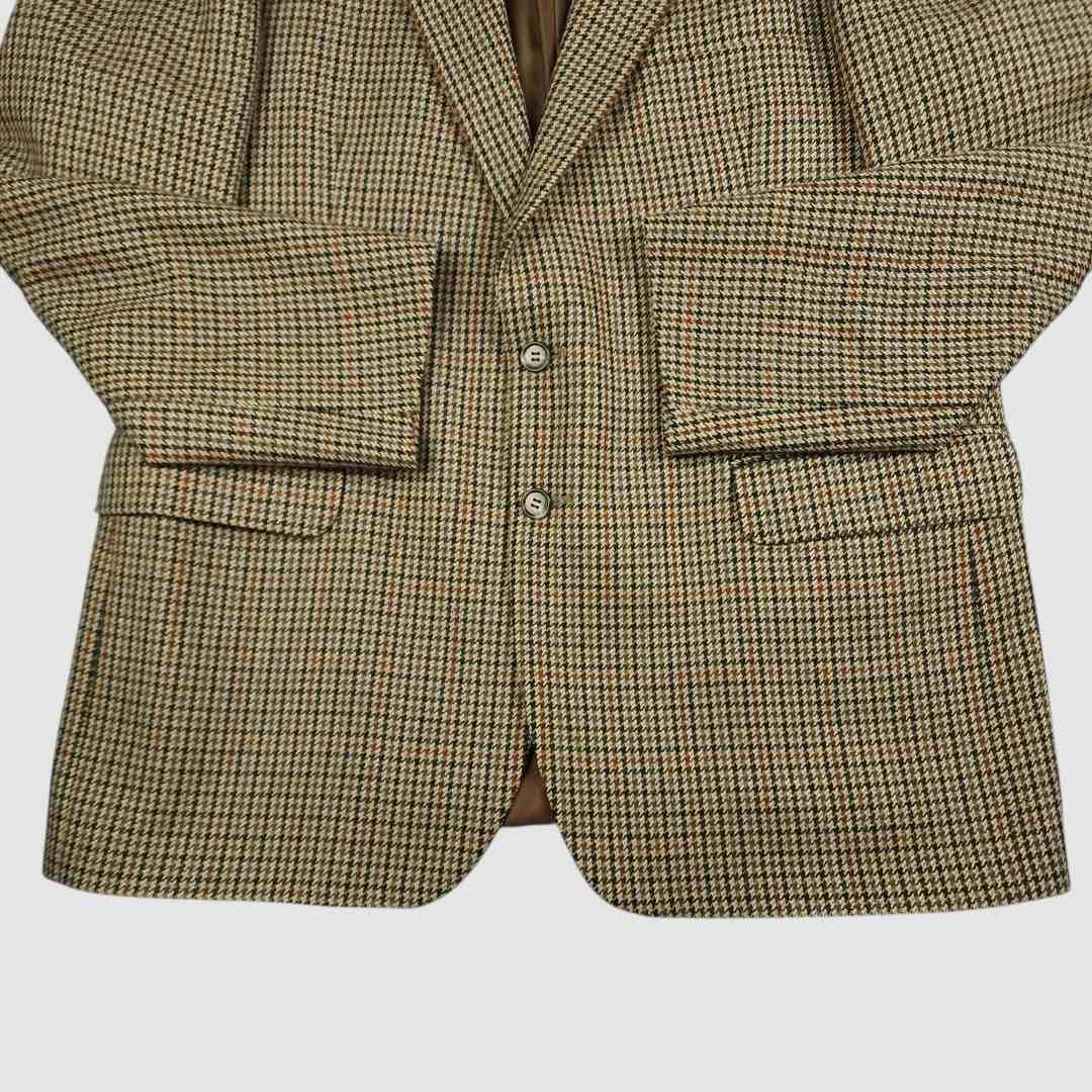 Trad Ivy Prep British Gentleman Sport Coat Mens 42R Wool Houndstooth Wide Lapel