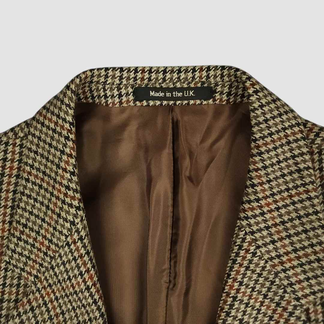Trad Ivy Prep British Gentleman Sport Coat Mens 42R Wool Houndstooth Wide Lapel