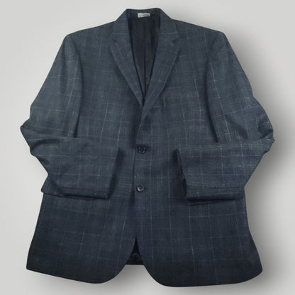 Tailored Fit Wool Silk Linen Glen Plaid Sport Coat 44R