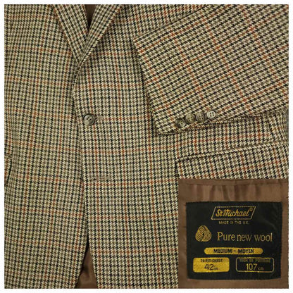 Trad Ivy Prep British Gentleman Sport Coat Mens 42R Wool Houndstooth Wide Lapel