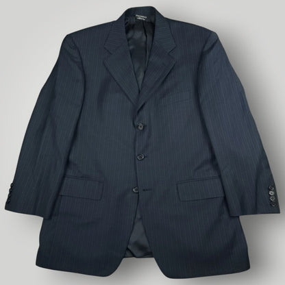 Vtg 90s Wool Rope Stripe Sport Coat 42R