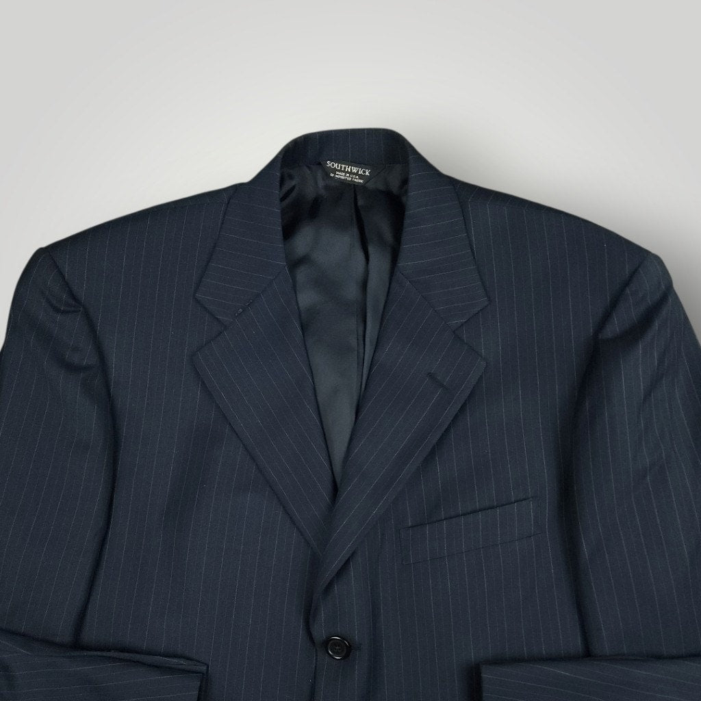 Vtg 90s Wool Rope Stripe Sport Coat 42R