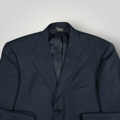 Vtg 90s Wool Rope Stripe Sport Coat 42R