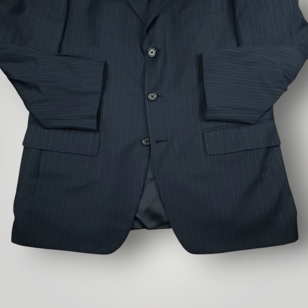 Vtg 90s Wool Rope Stripe Sport Coat 42R