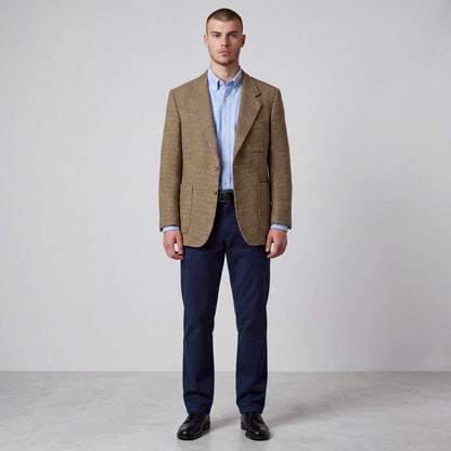 Vintage 90s Classic Fit Patch Pocket 3 Roll 2 Houndstooth Tweed Wool Jacket 40S