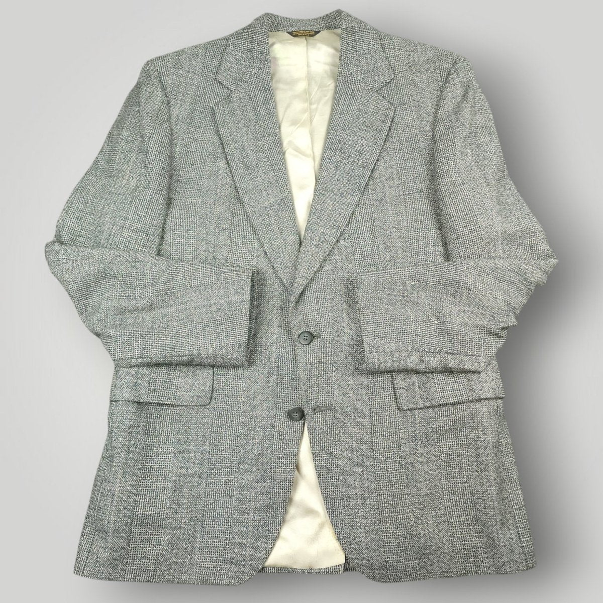 Vintage 80s Classic Fit Hopsack Wool Overcheck Sport Coat 42R