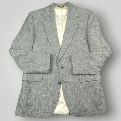 Vintage 80s Classic Fit Hopsack Wool Overcheck Sport Coat 42R