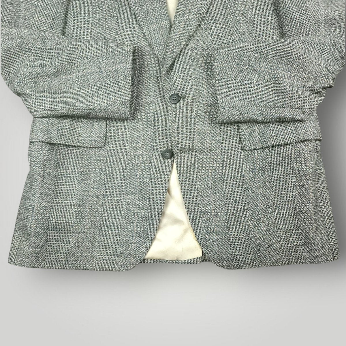 Vintage 80s Classic Fit Hopsack Wool Overcheck Sport Coat 42R
