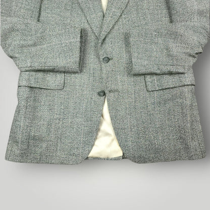 Vintage 80s Classic Fit Hopsack Wool Overcheck Sport Coat 42R