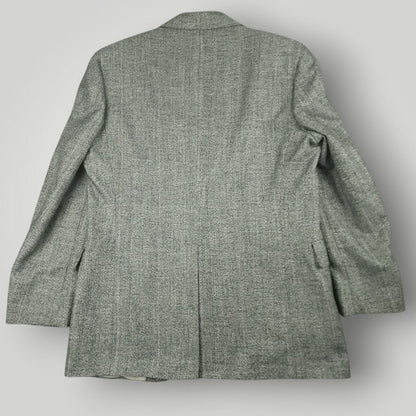 Vintage 80s Classic Fit Hopsack Wool Overcheck Sport Coat 42R