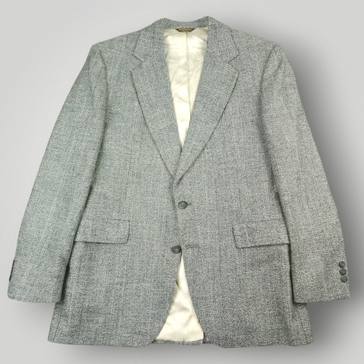 Vintage 80s Classic Fit Hopsack Wool Overcheck Sport Coat 42R
