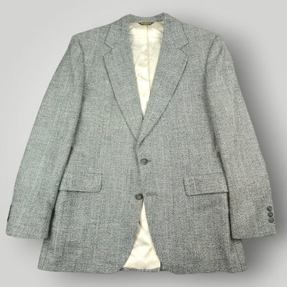 Vintage 80s Classic Fit Hopsack Wool Overcheck Sport Coat 42R