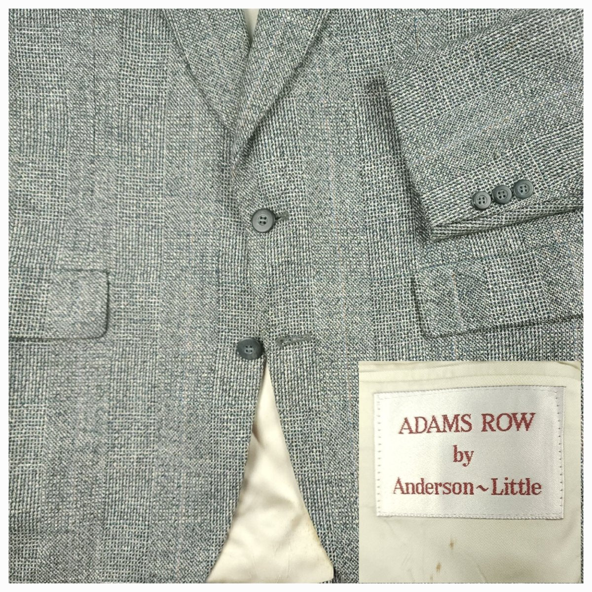 Vintage 80s Classic Fit Hopsack Wool Overcheck Sport Coat 42R