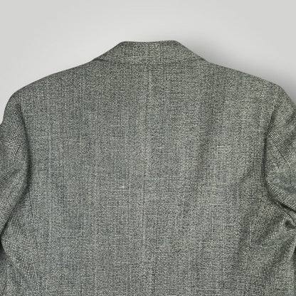 Vintage 80s Classic Fit Hopsack Wool Overcheck Sport Coat 42R