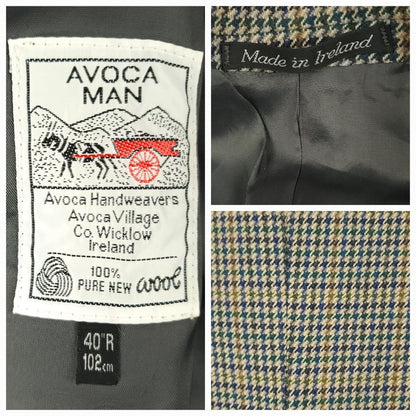 Vintage 90s Classic Fit Avoca Irish Tweed Wool Gun Club Check Jacket 40R