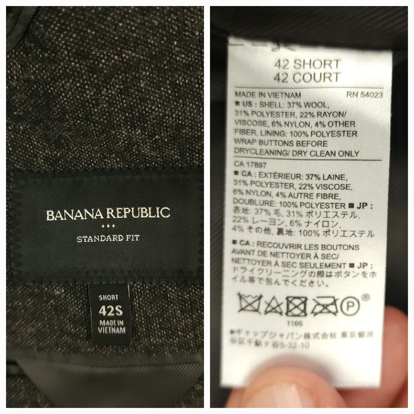Standard Fit Speckled Wool Blend Sports Coat 42S
