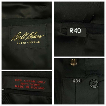 Vintage Bill Blass Wool 4 Pc Formal Dinner Evening Wear 90s Tuxedo Suit 40R/33S